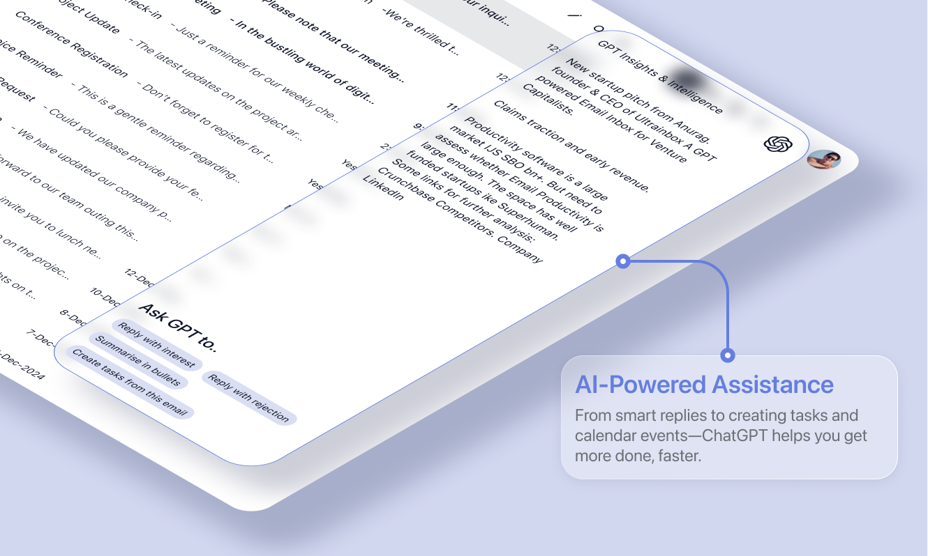 A demonstration of UltraInbox's GPT-powered automation, showing an email being automatically tagged and organized.